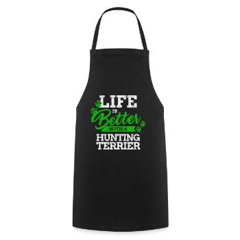 Living with German Hunting Terrier Terrier Saying - Cooking Apron - black - Front - AI Model Male 185 dark (185cm)