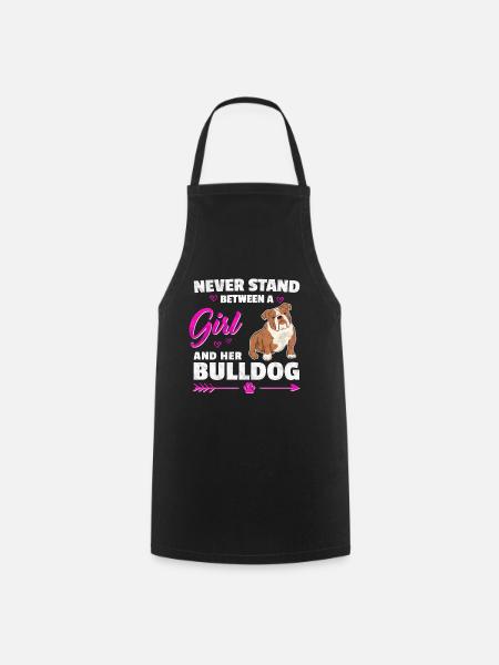 Mädchen mit Olde English Bulldogge Spruch - Kochschürze - Schwarz