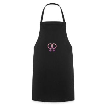 Lesbian Symbols Double Female Sign - Kochschürze - Schwarz - Vorne - AI Model Male 185 dark (185cm)