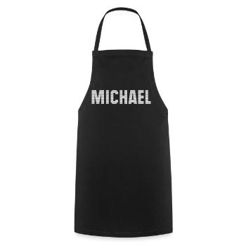 Name Michael - Kochschürze - Schwarz - Vorne - AI Model Male 185 dark (185cm)