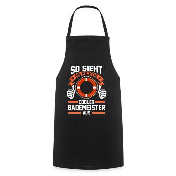 Bademeister Schwimmbad Schwimmlehrer - Kochschürze - Schwarz - Vorne - AI Model Male 185 dark (185cm)