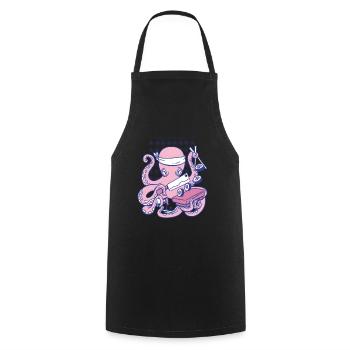 Oktopus Krake Sushi Chef Koch - Kochschürze - Schwarz - Vorne - AI Model Male 185 dark (185cm)