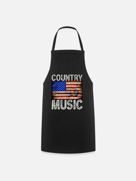 Country Musik Amerika Flagge - Kochschürze - Schwarz