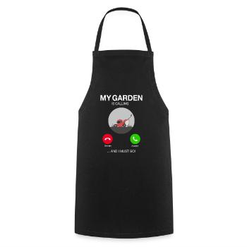 MY GARDEN IS CALLING AND I MUST GO GARDEN GIFT - Cooking Apron - black - Front - AI Model Male 185 dark (185cm)