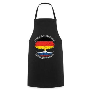 Deutsch Aufgewachsen Russische Wurzeln - Kochschürze - Schwarz - Vorne - AI Model Male 185 dark (185cm)