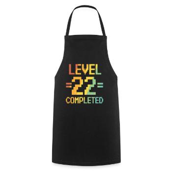 Fête du 22ème anniversaire rétro niveau 22 ans - Tablier de cuisine - noir - Devant - AI Model Male 185 dark (185cm)