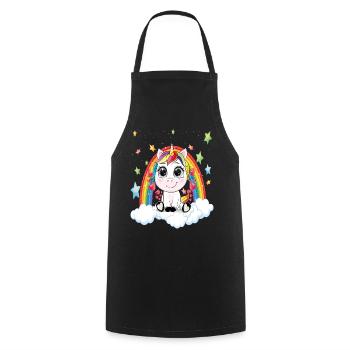 Unicorn Unicorn Hearts Rainbow Stardust - Cooking Apron - black - Front - AI Model Male 185 dark (185cm)