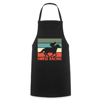 Course de chevaux Cavalier Jockey Retro - Tablier de cuisine - noir - Devant - AI Model Male 185 dark (185cm)