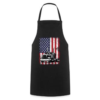 USA Flag Trucker - Cooking Apron - black - Front - AI Model Male 185 dark (185cm)