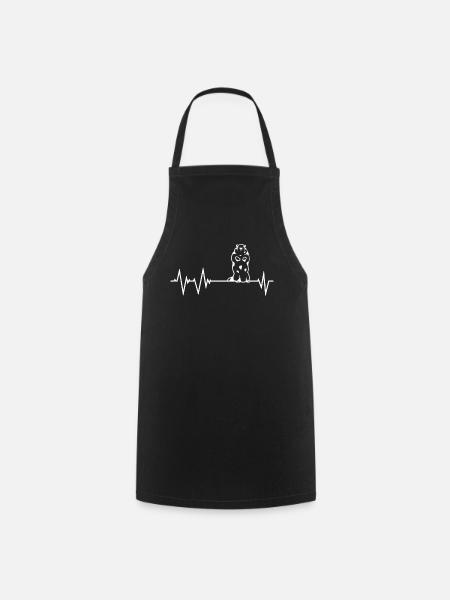 Marmotte Rythme cardiaque - Tablier de cuisine - noir