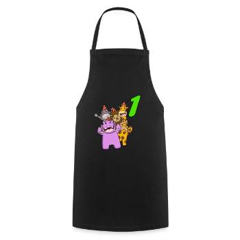 1er anniversaire t-shirt de la jungle - Tablier de cuisine - noir - Devant - AI Model Male 185 dark (185cm)
