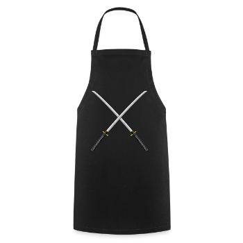 Japanese Samurai Swords Katana Gift - Cooking Apron - black - Front - AI Model Male 185 dark (185cm)