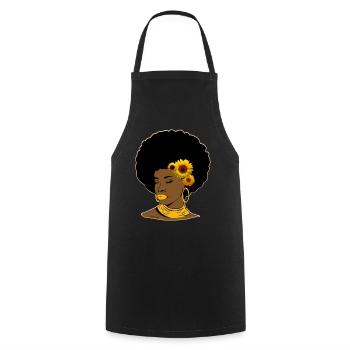 Woman Afro Hairstyle Sunflowers Africa Fashion Gift - Cooking Apron - black - Front - AI Model Male 185 dark (185cm)