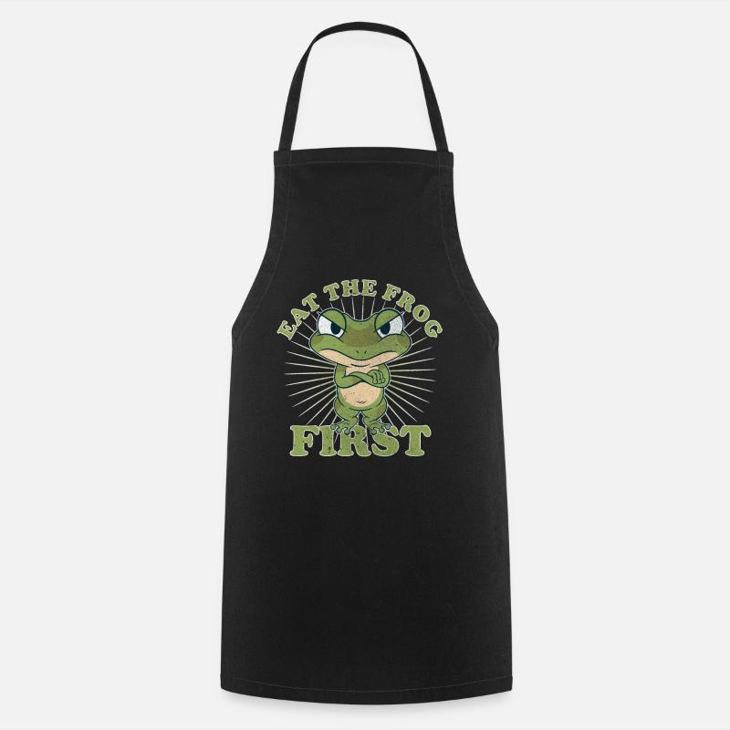 « Eat The Frog First » Vintage Comic Gestion du temps - Tablier de cuisine - noir