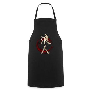 Japanese Symbol Kanji For Ronin - Cooking Apron - black - Front - AI Model Male 185 dark (185cm)