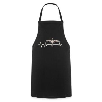 Crane Bird Heartbeat - Cooking Apron - black - Front - AI Model Male 185 dark (185cm)