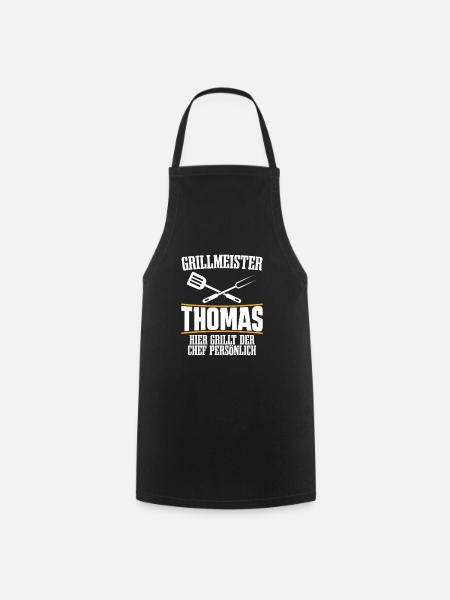 Grillmeister Thomas Grillparty Barbecue Geschenk - Kochschürze - Schwarz