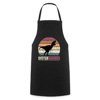 SisterSaurus - Sister Saurus Sister Dinosaur - Cooking Apron - black - Front - AI Model Male 185 dark (185cm)