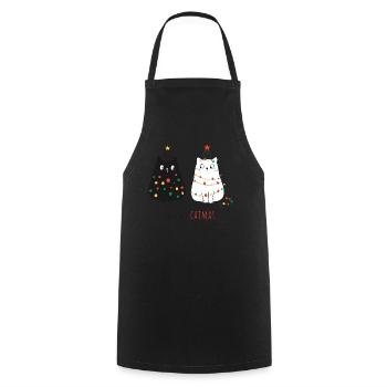 Meowy Christmas Cat Motiv - Kochschürze - Schwarz - Vorne - AI Model Male 185 dark (185cm)