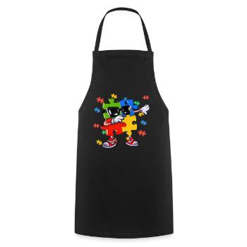 Dabbing Puzzle Piece - Cooking Apron - black - Front - AI Model Male 185 dark (185cm)