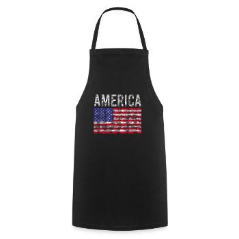 Amerika Flagge Vintage - Kochschürze - Schwarz - Vorne - AI Model Male 185 dark (185cm)