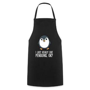 J’aime vraiment les pingouins - Tablier de cuisine - noir - Devant - AI Model Male 185 dark (185cm)