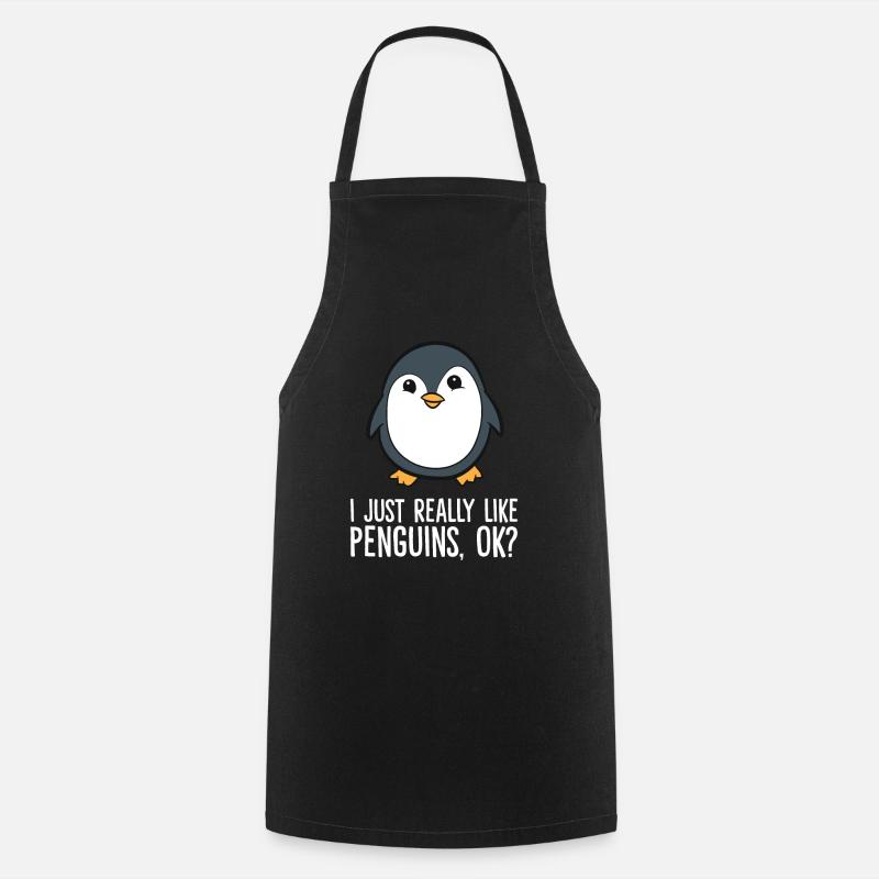 I Just Really Like Penguins - Cooking Apron - black