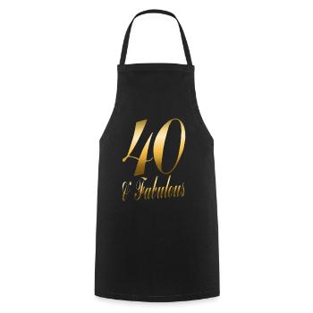 40 & Fabulous Gift for 40th Birthday - Cooking Apron - black - Front - AI Model Male 185 dark (185cm)