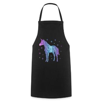 Licorne cadeau fille femmes paillettes Unicorn - Tablier de cuisine - noir - Devant - AI Model Male 185 dark (185cm)