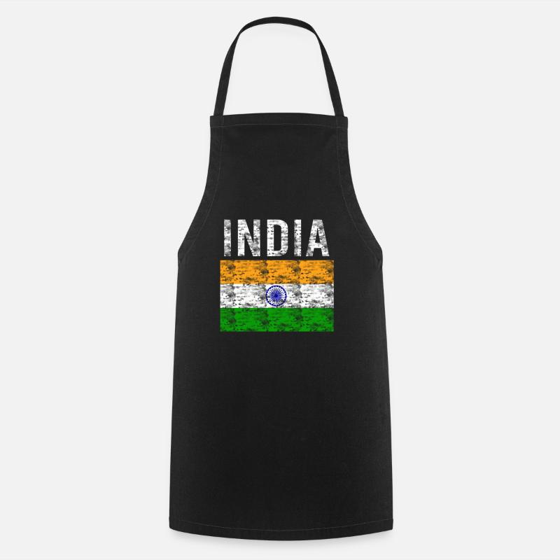 Inde drapeau vintage - Tablier de cuisine - noir