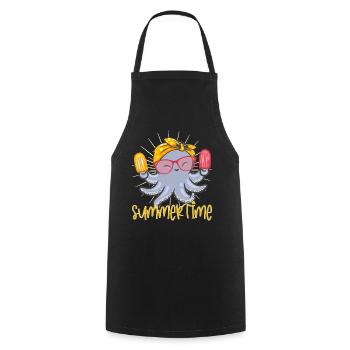 Calmar doux Octopus avec bandana et seigle - Tablier de cuisine - noir - Devant - AI Model Male 185 dark (185cm)