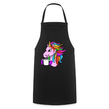 Angry Unicorn With Coffee - Cooking Apron - black - Front - AI Model Male 185 dark (185cm)