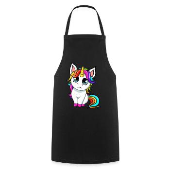 Petite licorne triste - Tablier de cuisine - noir - Devant - AI Model Male 185 dark (185cm)