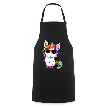 Petite licorne mignonne avec Sunglasess - Tablier de cuisine - noir - Devant - AI Model Male 185 dark (185cm)