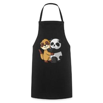 Meerkat Panda cute Hug Cuddle Animals - Cooking Apron - black - Front - AI Model Male 185 dark (185cm)