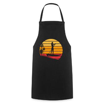 SUP Girl Sonnenuntergang - Stand Up Paddle - Kochschürze - Schwarz - Vorne - AI Model Male 185 dark (185cm)