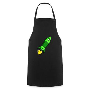 Fusée verte - Tablier de cuisine - noir - Devant - AI Model Male 185 dark (185cm)