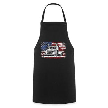 Truck USA Flag Chauffeur de camion - Tablier de cuisine - noir - Devant - AI Model Male 185 dark (185cm)