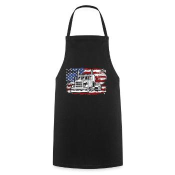 Camion USA Drapeau Chauffeur de camion - Tablier de cuisine - noir - Devant - AI Model Male 185 dark (185cm)