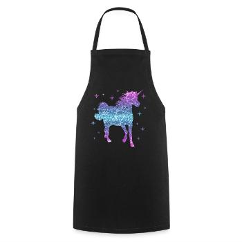 Licorne cadeau fille femmes paillettes Unicorn - Tablier de cuisine - noir - Devant - AI Model Male 185 dark (185cm)