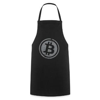 Bitcoin Button Cryptocurrencies Bitcoins - Cooking Apron - black - Front - AI Model Male 185 dark (185cm)