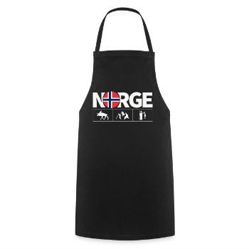 Norway Flag Moose Fishing Fjord - Cooking Apron - black - Front - AI Model Male 185 dark (185cm)