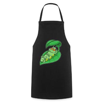 Caterpillar with leaf as parasol - Cooking Apron - black - Front - AI Model Male 185 dark (185cm)