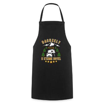 Dachzelt Mein 5 Sterne Hotel Camping Urlaub Spruch - Kochschürze - Schwarz - Vorne - AI Model Male 185 dark (185cm)