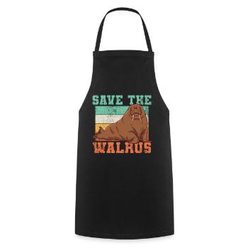Walrus Conservation Vintage - Cooking Apron - black - Front - AI Model Male 185 dark (185cm)