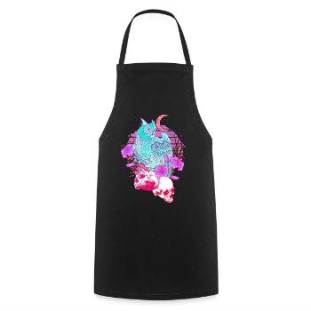 Pastel Goth Tête de mort Hibou Aesthetic Clothes lune - Tablier de cuisine - noir - Devant - AI Model Male 185 dark (185cm)