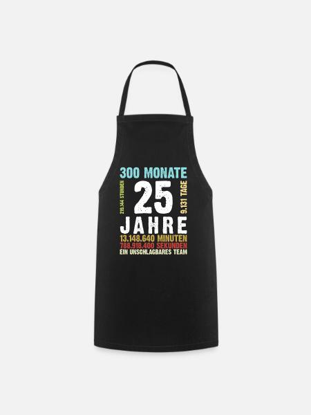 Silberhochzeit 25. Jahre Hochzeitstag Retro Style - Kochschürze - Schwarz