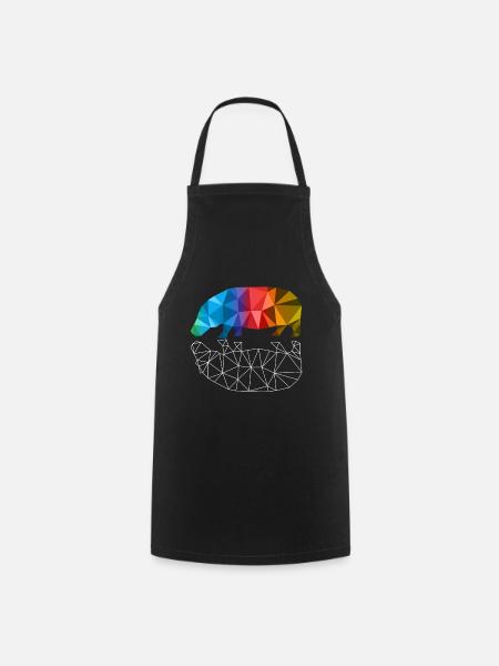 Nilperd Gift Hippo Colorful Artwork Geometry - Cooking Apron - black