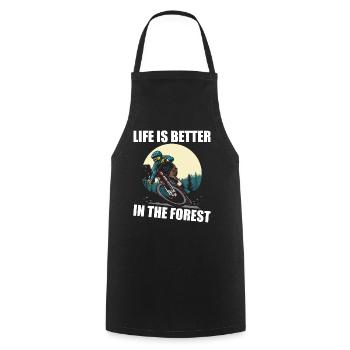 MTB Mountain Bike Life is better in the forest - Cooking Apron - black - Front - AI Model Male 185 dark (185cm)