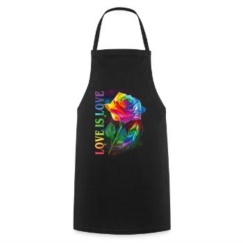 Love Is Love Rainbow Rose LGBT Awareness - Kochschürze - Schwarz - Vorne - AI Model Male 185 dark (185cm)